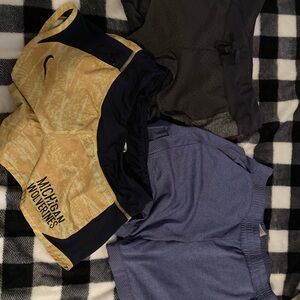 Nike Michigan Wolverines Gold, grey shorts and Blue Athletic Shorts